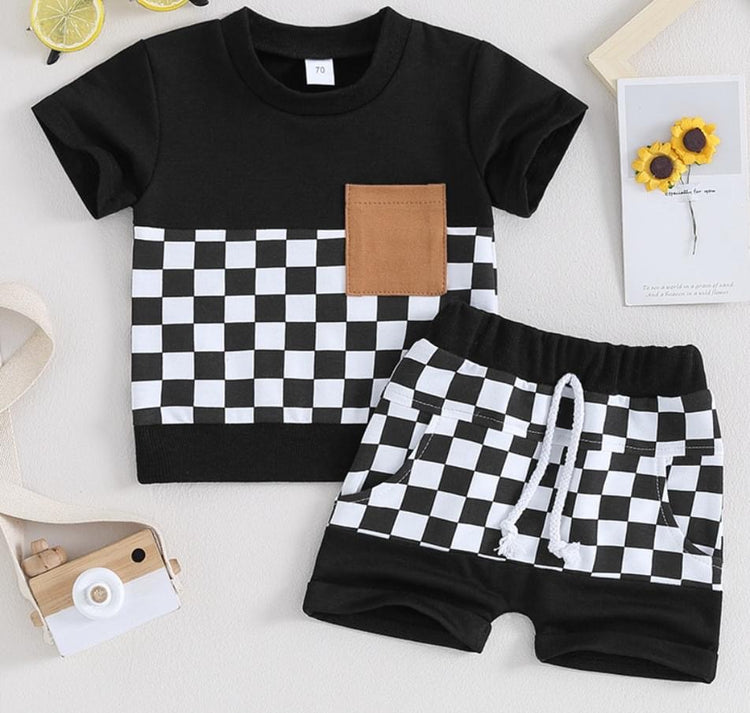 Boys Checkered Top & Shorts Set Preorder