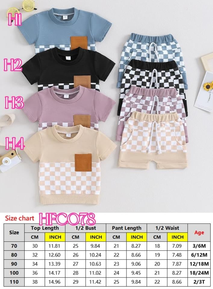 Boys Checkered Top & Shorts Set Preorder