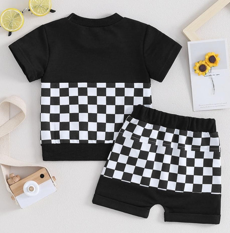 Boys Checkered Top & Shorts Set Preorder