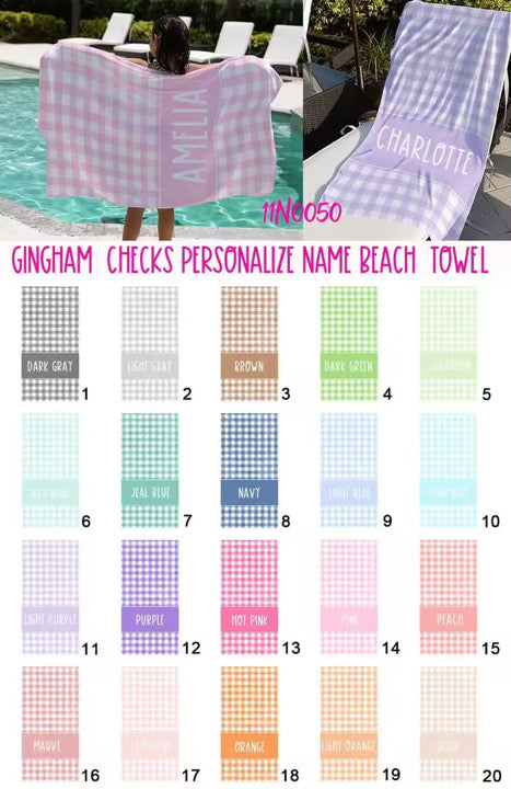 🌊Personalized Checkered Name Towel Preorder🌊