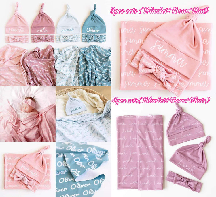 💫Personalized Newborn Baby Swaddle Blanket Set 30x35 Preorder💫