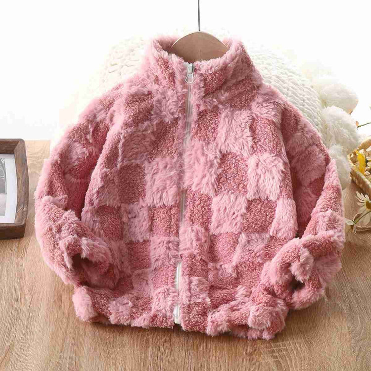 👧Toddler & Girl Checkered Plush Jacket Preorder👧