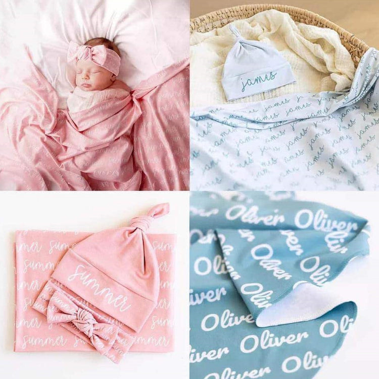 💫Personalized Newborn Baby Swaddle Blanket Set 30x35 Preorder💫