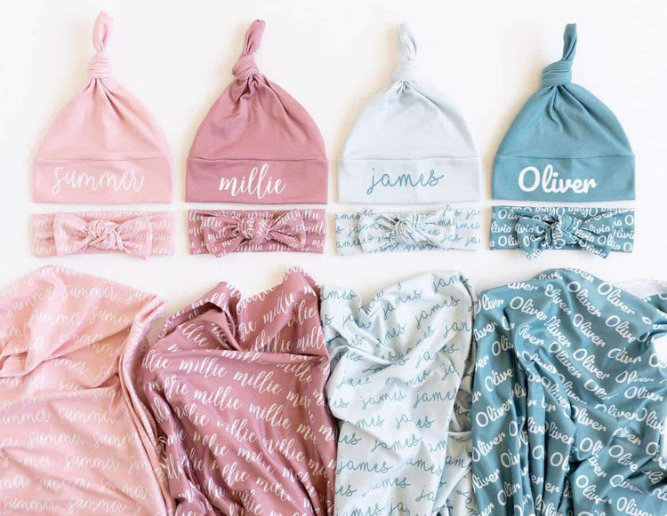 💫Personalized Newborn Baby Swaddle Blanket Set 30x35 Preorder💫