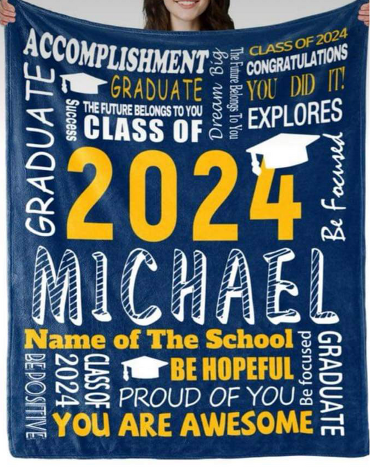 🎓Personalized Graduation Blanket 50x60 Preorder 🎓