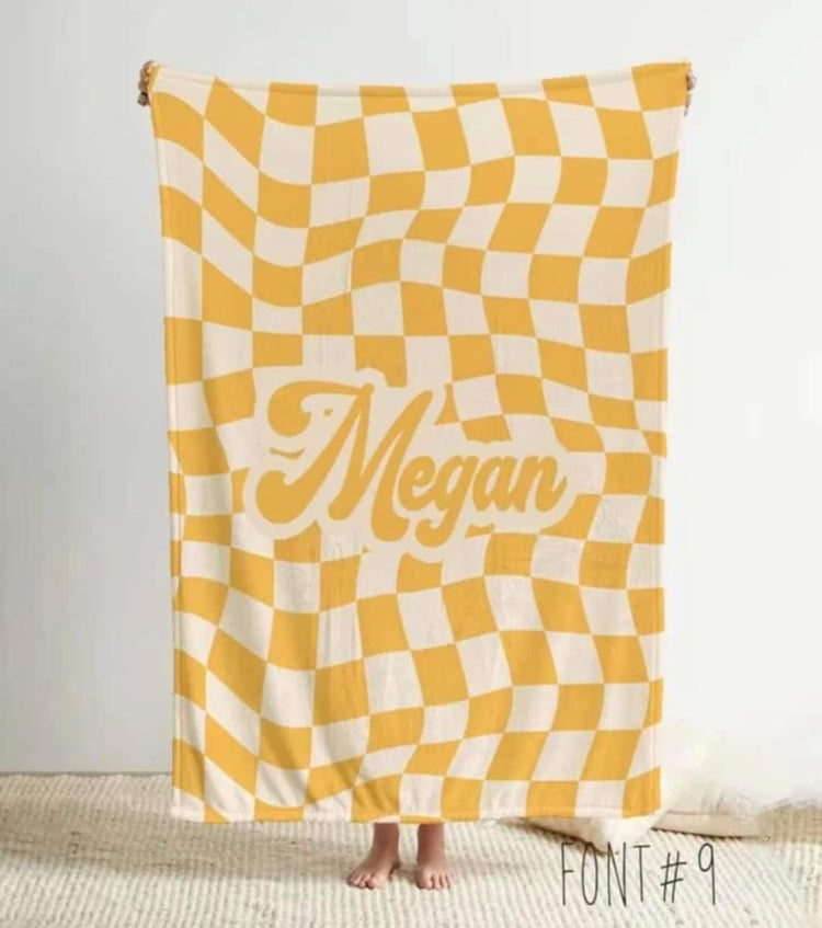 💫Personalized Checkered Name Blanket 50x60 Preorder💫