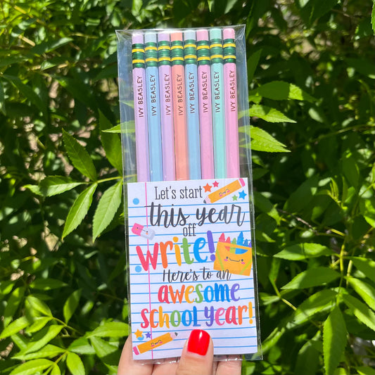 10 Pack Back To School Engraved Pastel Pencils
